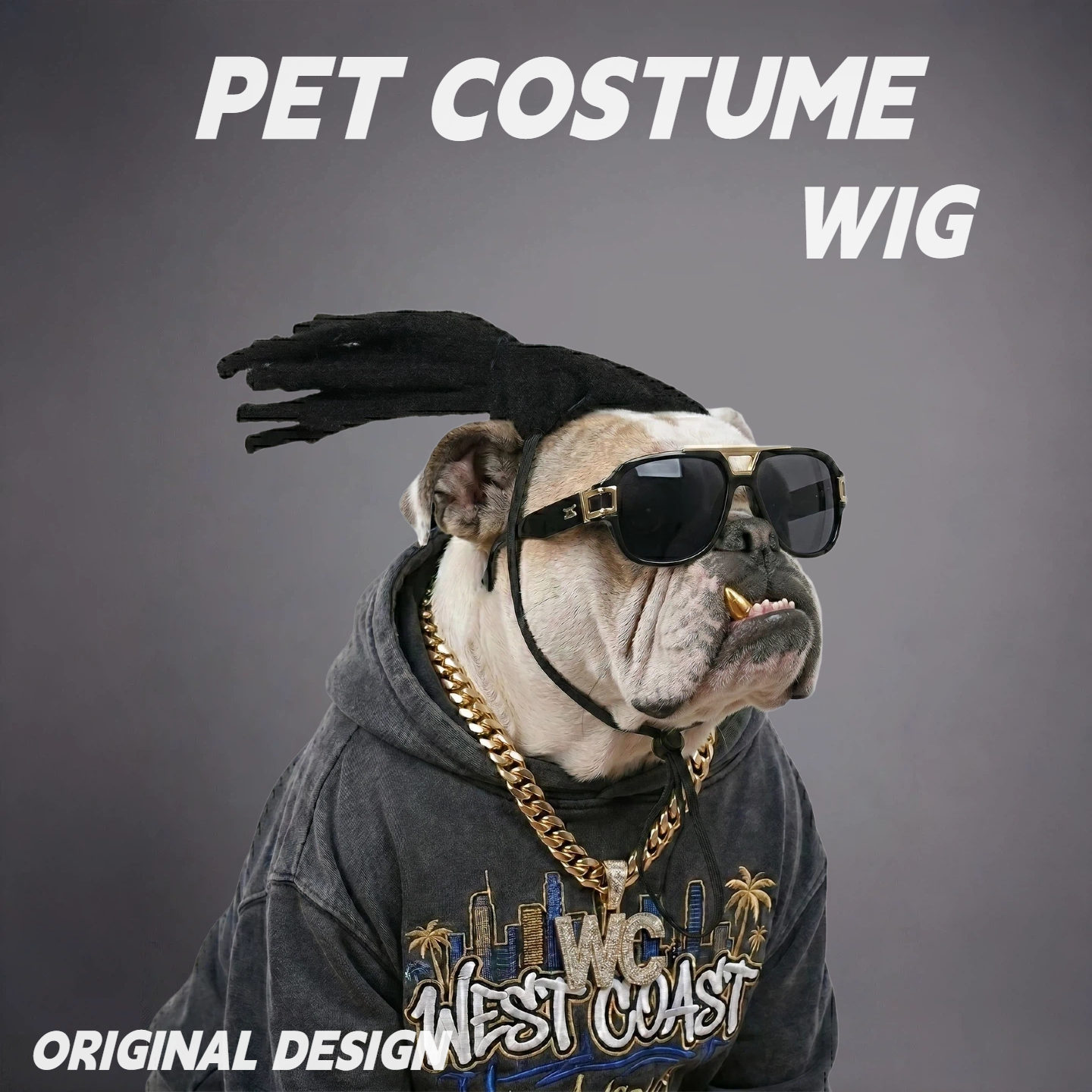 Pet Dreadlock Wig for Dogs & Cats – Funny Braided Costume Hairpiece for Cute Photos & Dress-Up