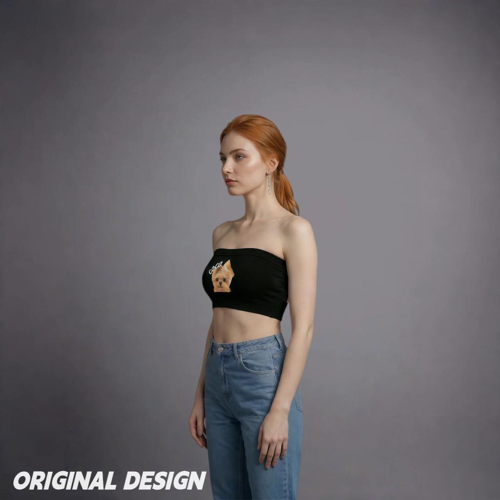 Custom Pet Tube Top Personalized Dog & Cat Photo Bandeau Top, Soft Stretch Strapless Crop Top for Women, Cute Gift for Pet Lovers