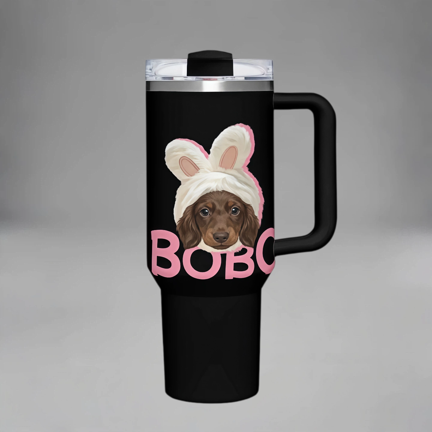 Custom Pet Photo Tumbler with Lid & Straw, Personalized Dog Cat Picture Cup Insulated Stainless Steel Travel Mug Cute Gift for Pet Lovers Coffee Iced Drink Cup