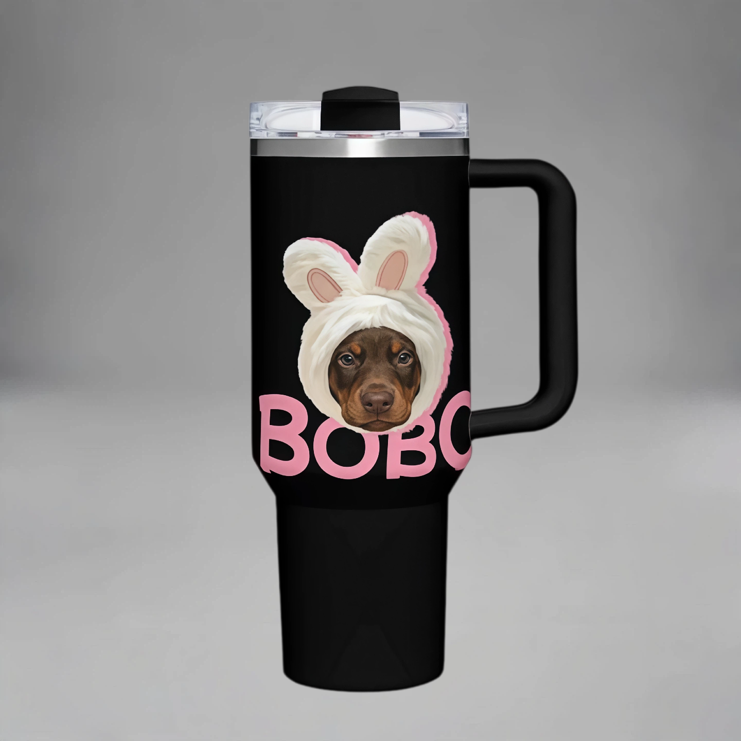 Custom Pet Photo Tumbler with Lid & Straw, Personalized Dog Cat Picture Cup Insulated Stainless Steel Travel Mug Cute Gift for Pet Lovers Coffee Iced Drink Cup
