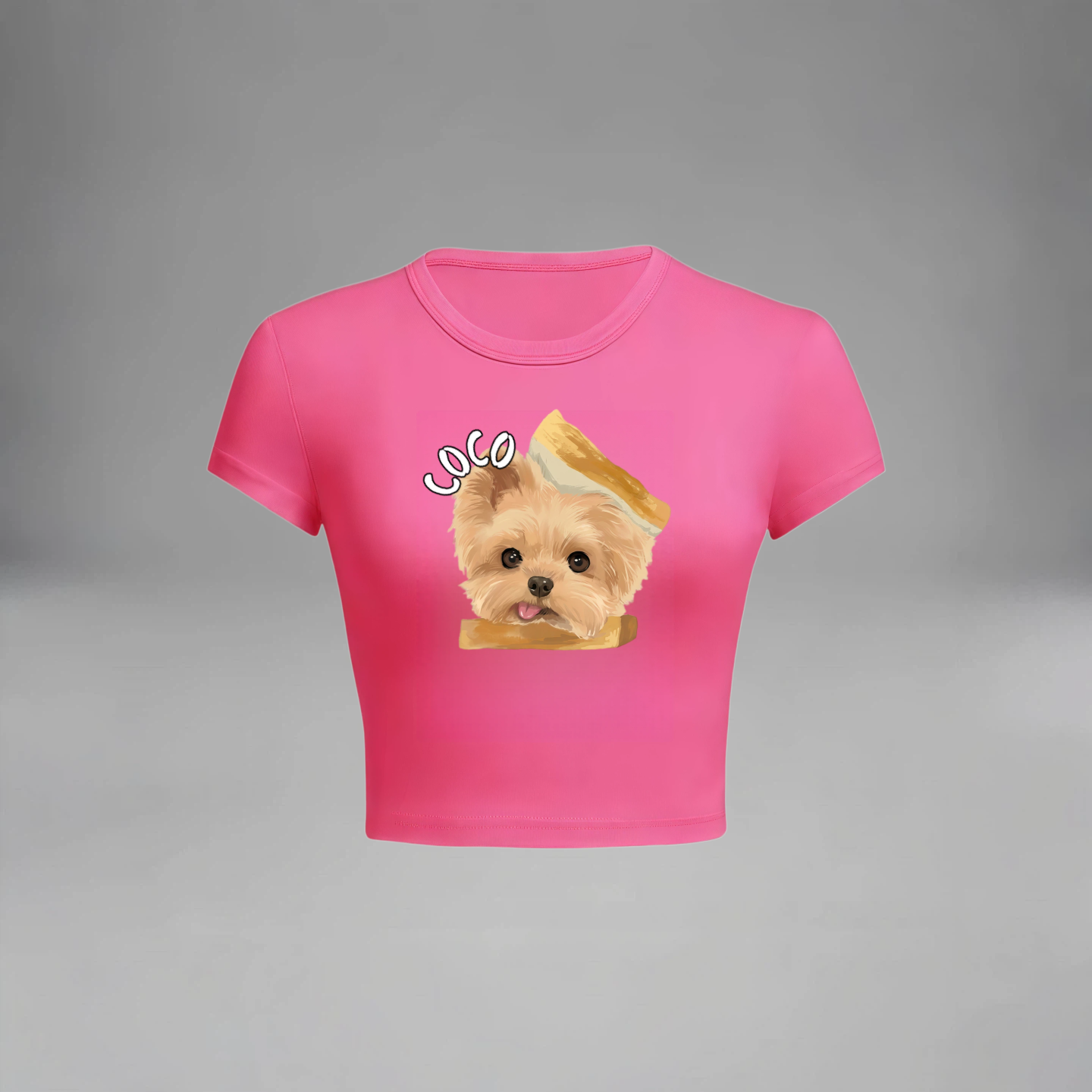 Custom Pet Face Crop Top for Women, Personalized Dog Cat Photo T-Shirt Cute Graphic Tee Slim Fit Short Sleeve Summer Top Gift for Pet Lovers