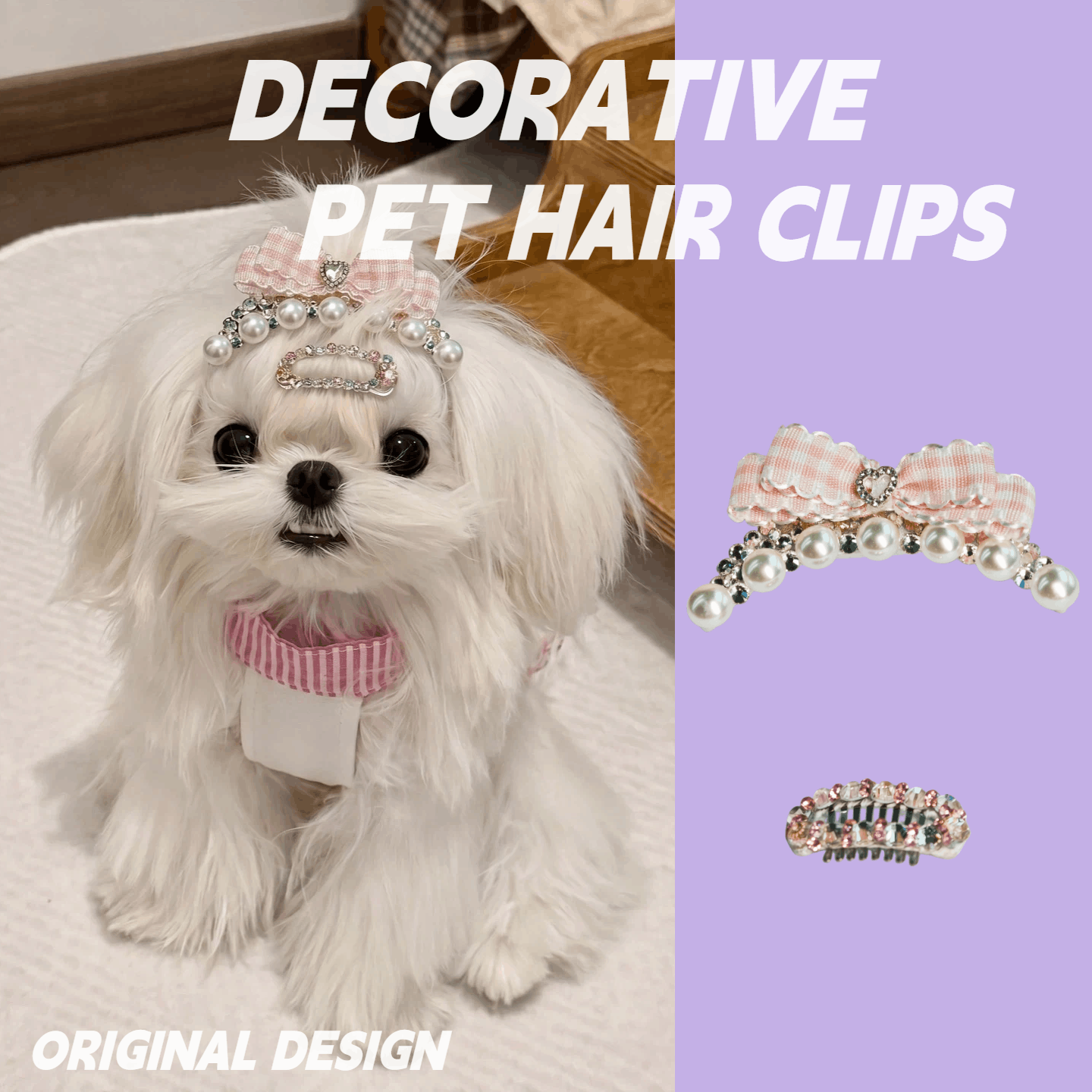 Blush Charm Hair Clip Set | PET ARTIST