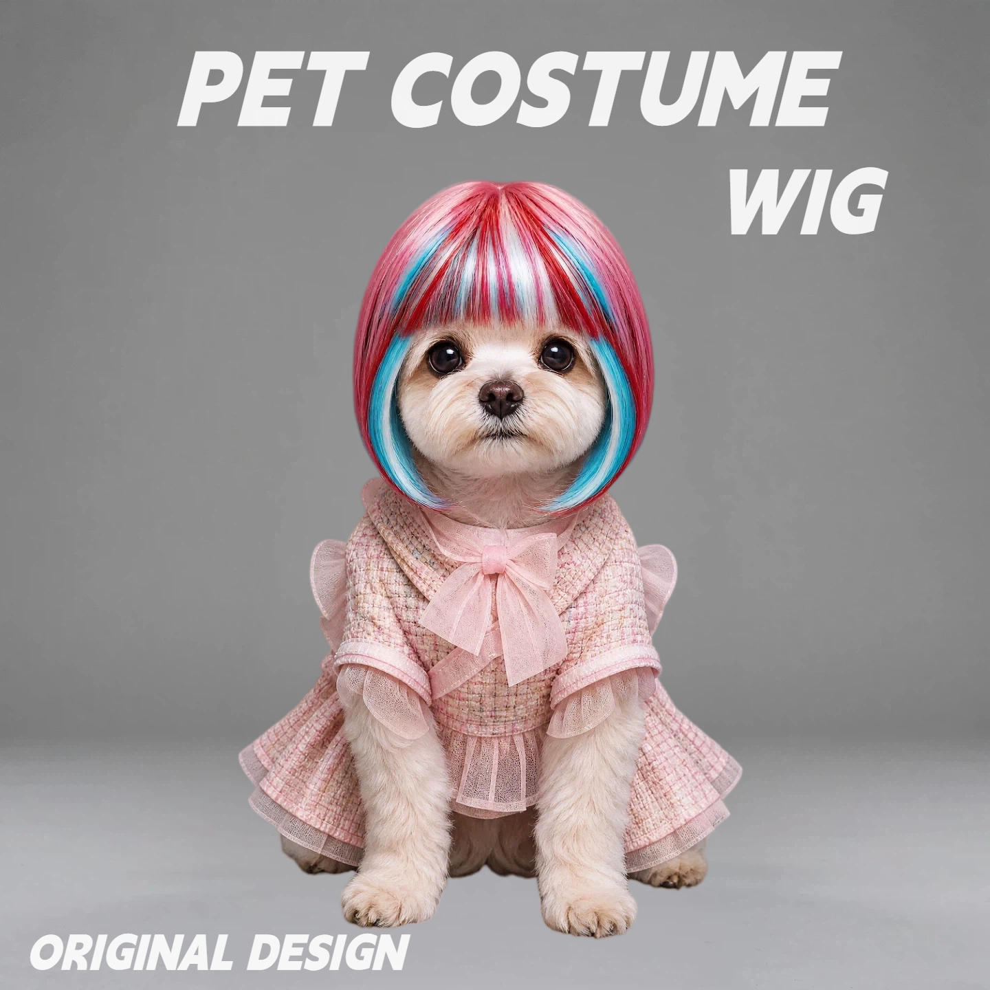 Pink Blue Ombre Bob Pet Wig | PET ARTIST
