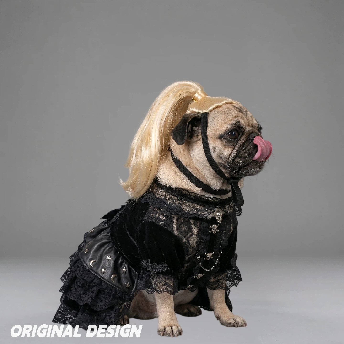 Light Blonde Ponytail Pet Wig for Dogs & Cats – Funny Costume Hairpiece for Cute Photos & Dress-Up