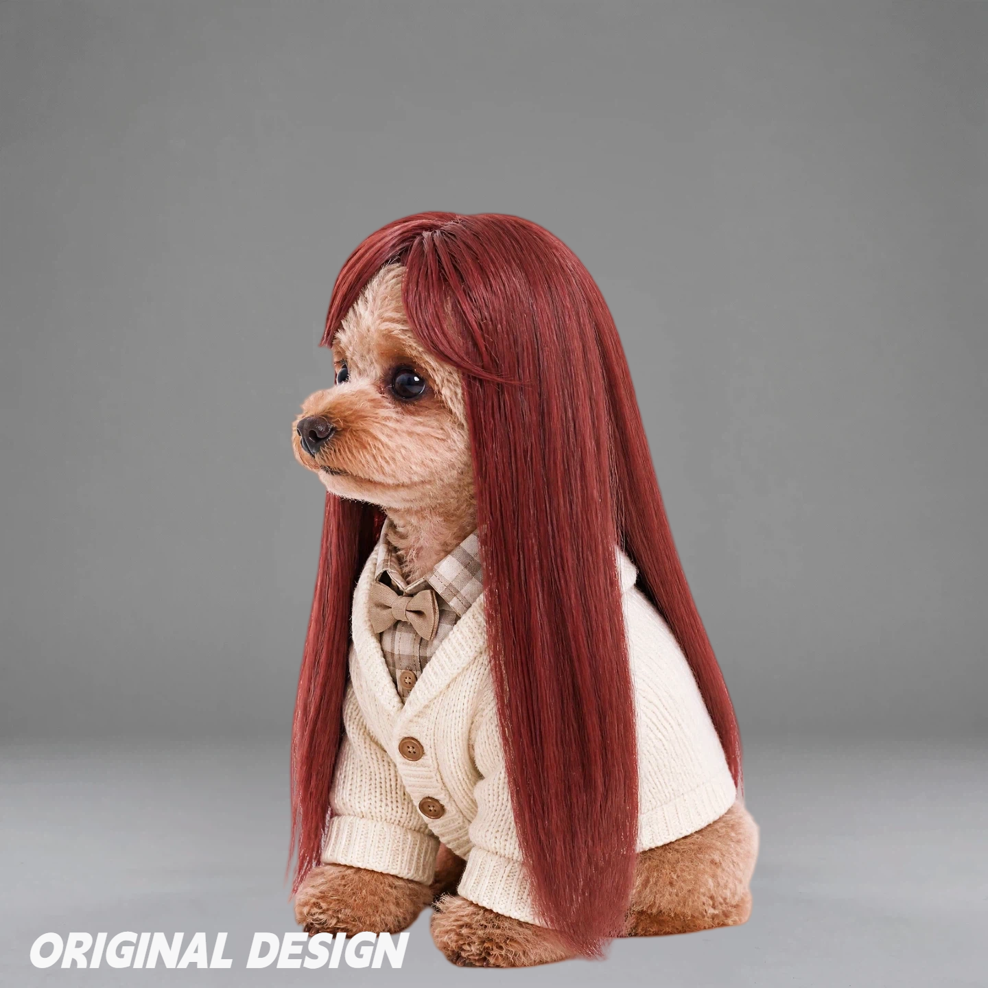 Burgundy Cascade Long Wig | PET ARTIST