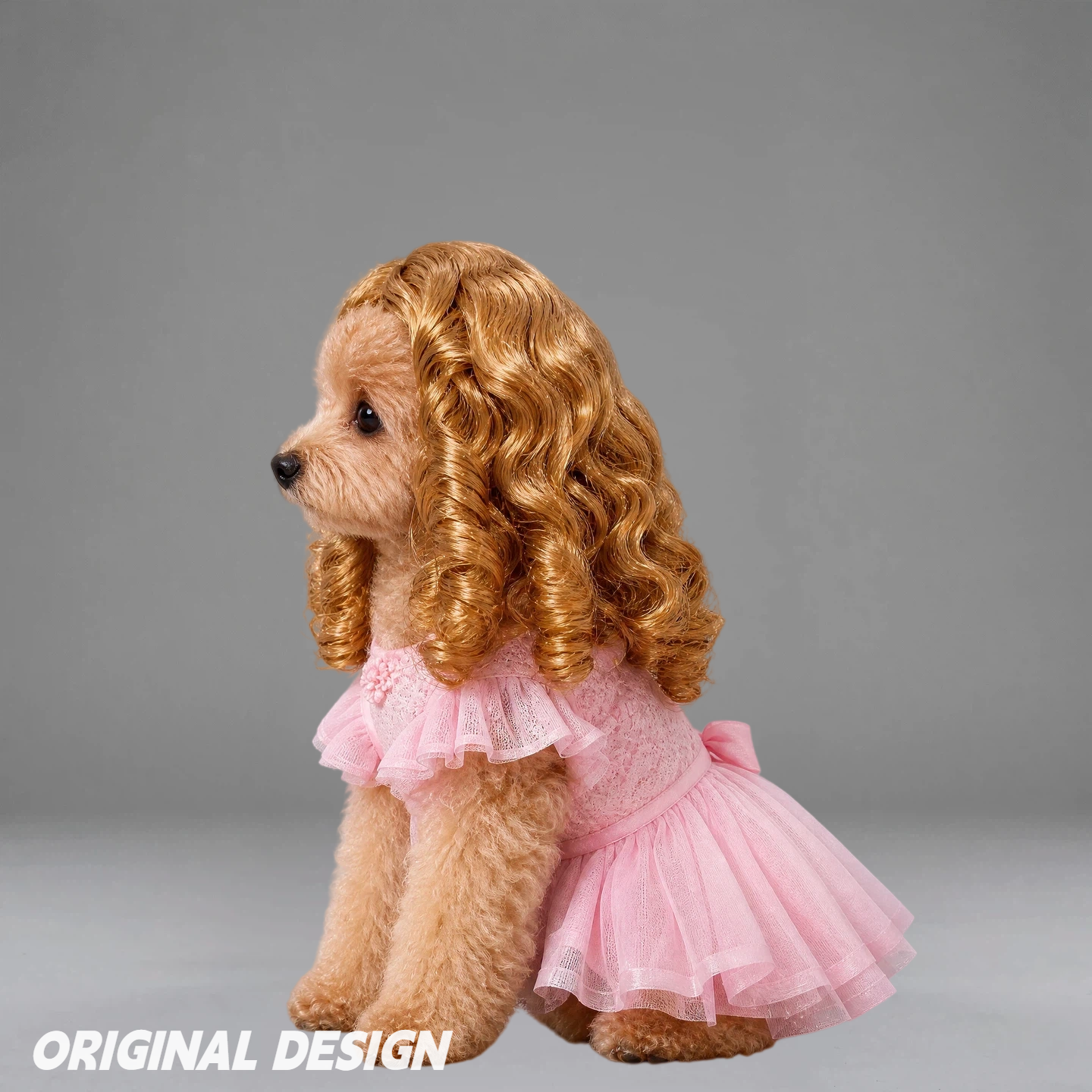 Golden Curly Pet Wig | PET ARTIST